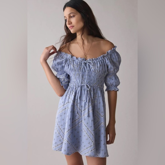 Kimchi Blue Sofia Smocked Tie-Front Bow Mini Dress - Picture 2 of 10
